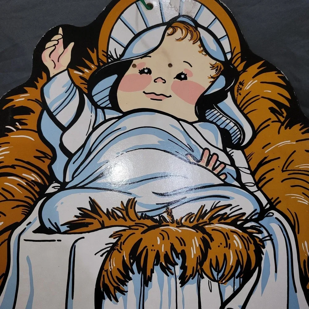 Vintage 1992 True To Nature Giant Life Sized Nativity Set Baby Jesus 17.5x23